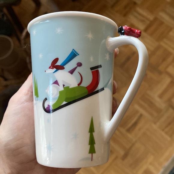 Starbucks Holiday 2011 small bone china dog sledding and people skating mug cup - Picture 7 of 13